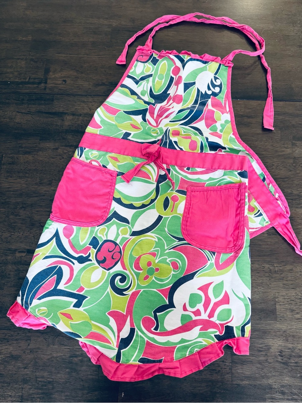 Macbeth Collection Fabric Floral Hot Pink Apron